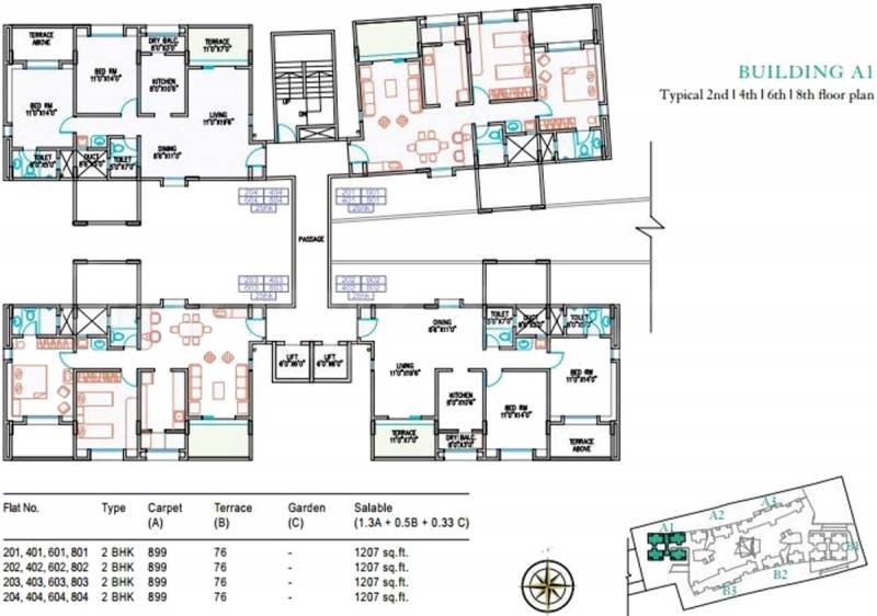  sucasa Tower A1, B1 Cluster Plan for 2nd, 4th, 6th, 8th Floor