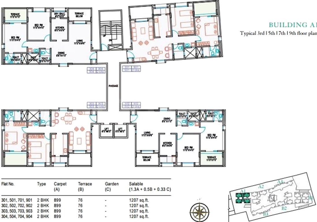  sucasa Tower A1, B1 Cluster Plan for 3rd, 5th, 7th, 9th Floor