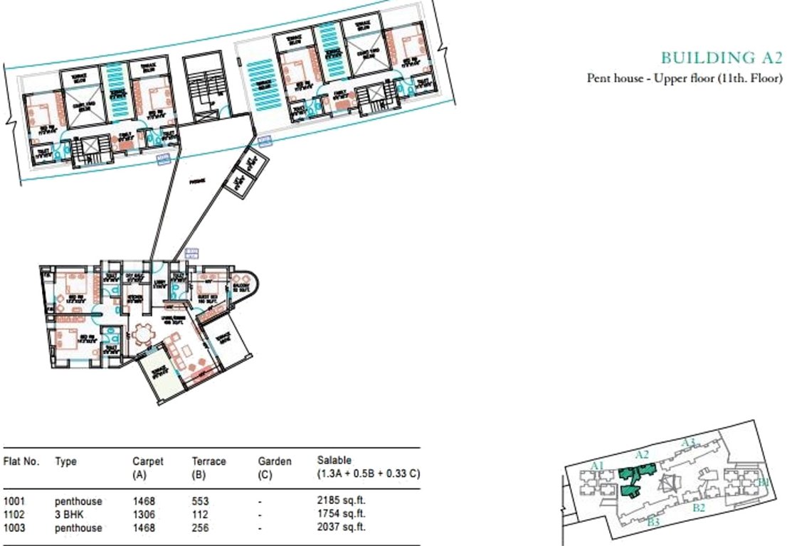  sucasa Tower A2, B2 Cluster Plan for 11th Upper Floor