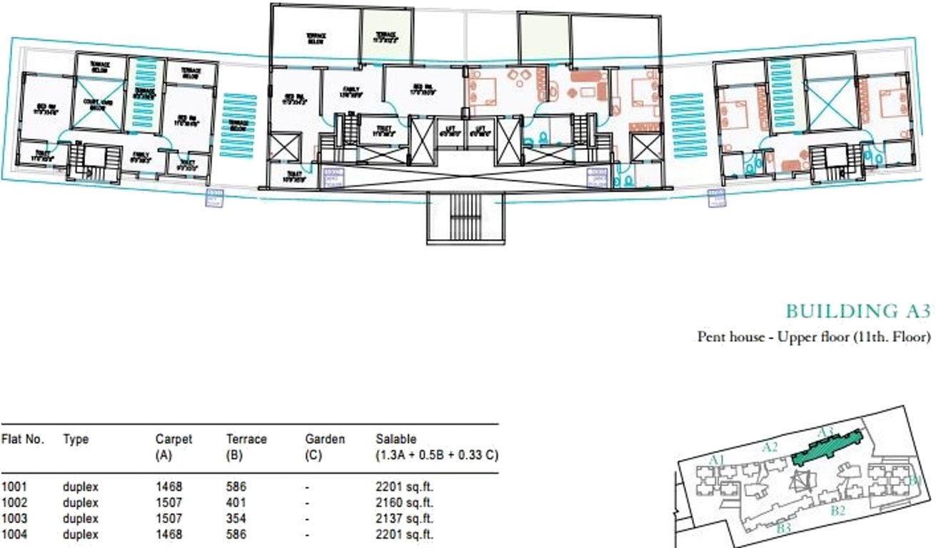  sucasa Tower A3, B3 Cluster Plan for 11th Upper Floor