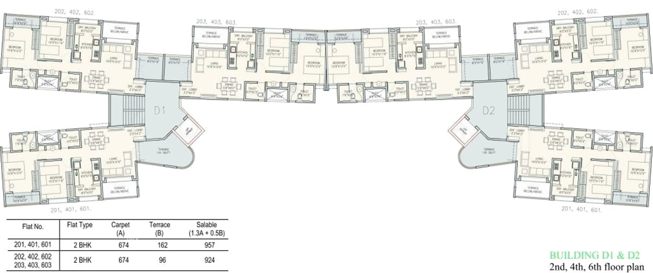  sucasa Tower D1, D2 Cluster Plan for 2nd, 4th, 6th Floor