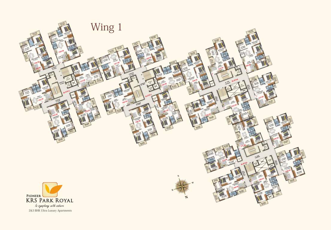  pioneer krs park royal Wing 1 (Block A, B, C & D) Cluster Plan from ground to 3rd Floor
