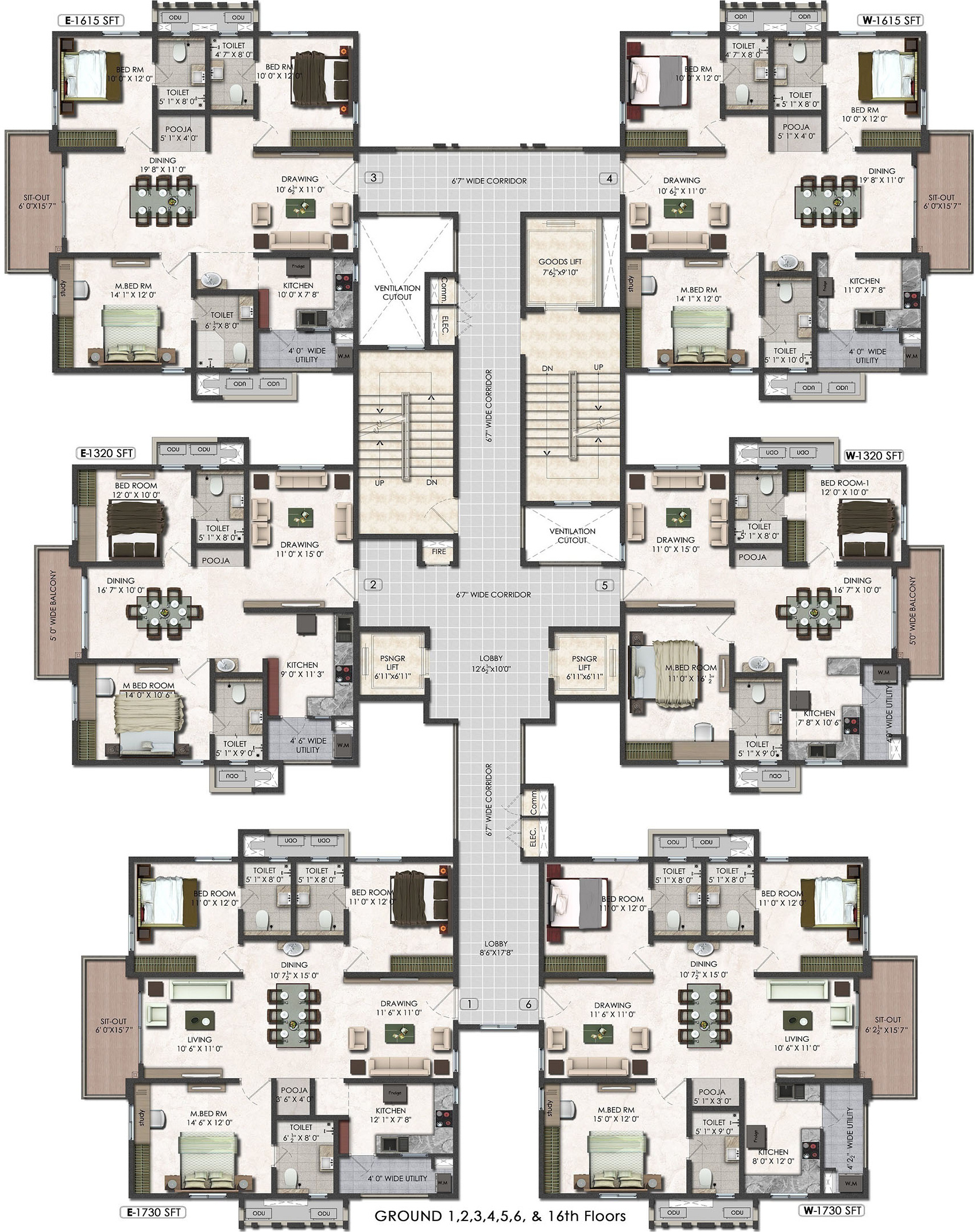 2, 3 Bhk Cluster Plan Image - Aparna Constructions Serene Park For Sale D36