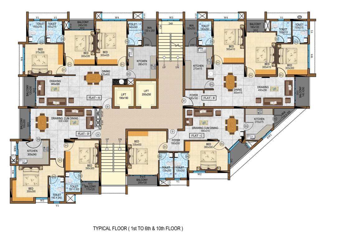  blue castle Blue Castle Cluster Plan From 1st To 6th And 10th Floor