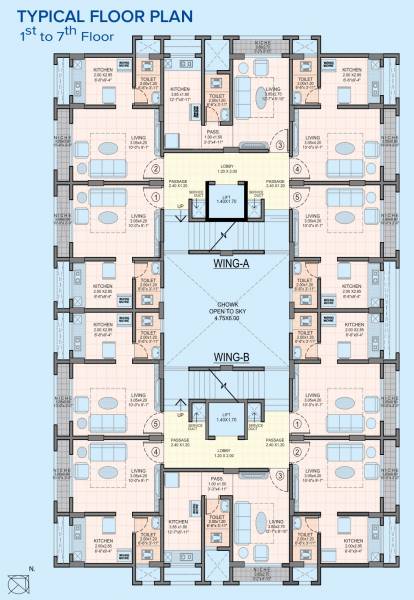  pranay-kiran Wing A and B Cluster Plan for Typical Floor