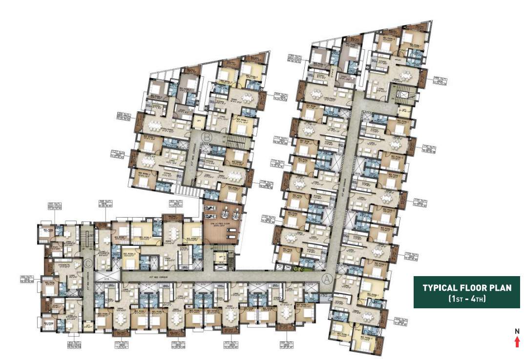 meridian Block 1,2,3 Cluster Plan From 1st To 4th Floor