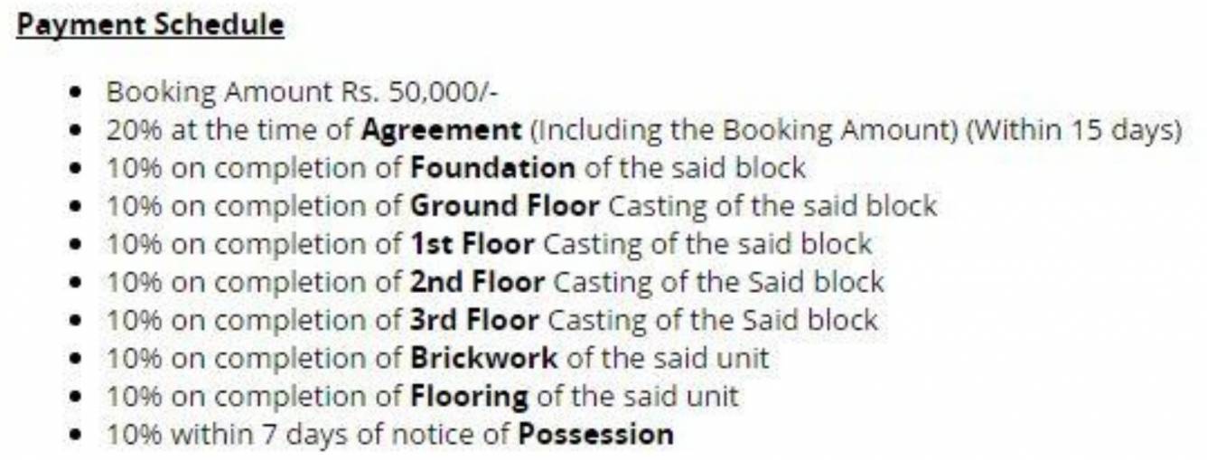 sabuj-villa Construction Linked Payment (CLP) Payment Plan