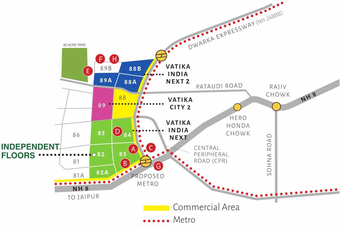  vatika independent floors Location Plan