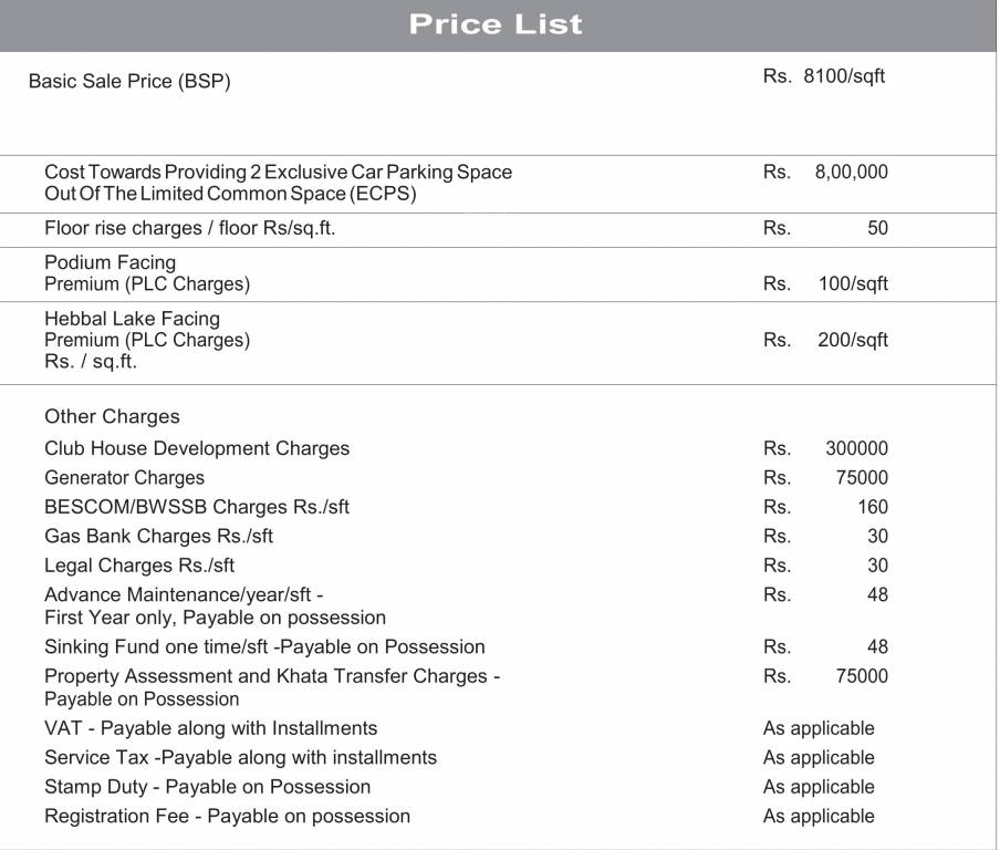 godrej-platinum Construction Linked Payment (CLP) Payment Plan