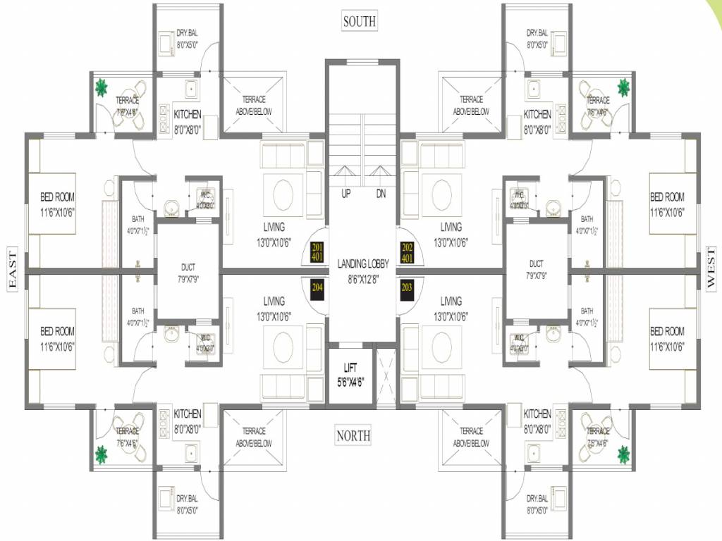  residency Cluster Plan from 2nd And 4th Floor