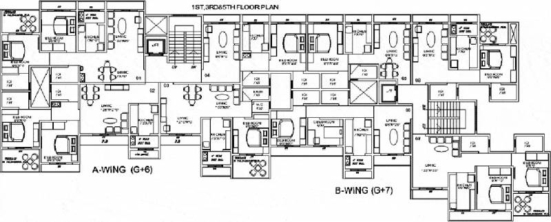  heights Wing A & B Cluster Plan For 1st, 3rd & 5th Floor