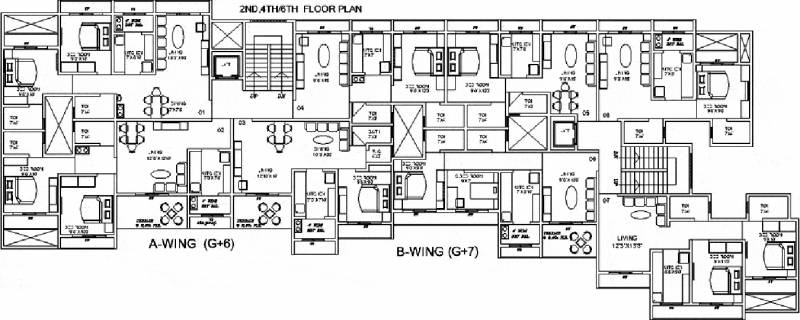  heights Wing A & B Cluster Plan For 2nd, 4th & 6th Floor