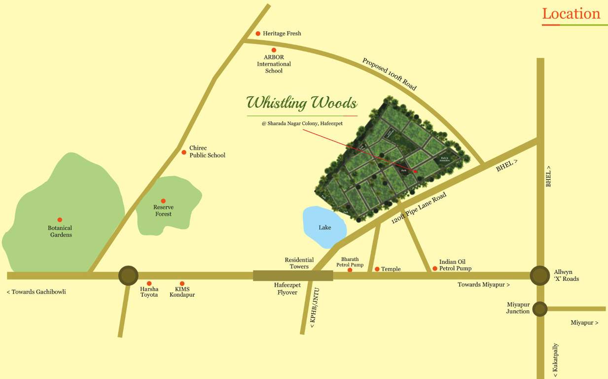  whistling woods Images for Location Plan of Alekhya Whistling Woods