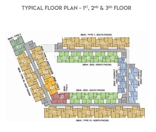 Block H,I,J,K Cluster Plan from 1st to 3rd Floor tvs-emerald-greenacres Block H,I,J,K Cluster Plan from 1st to 3rd Floor