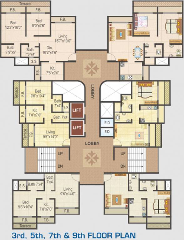  crystal tower Crystal Tower Cluster Plan for 3rd, 5th, 7th & 9th Floor