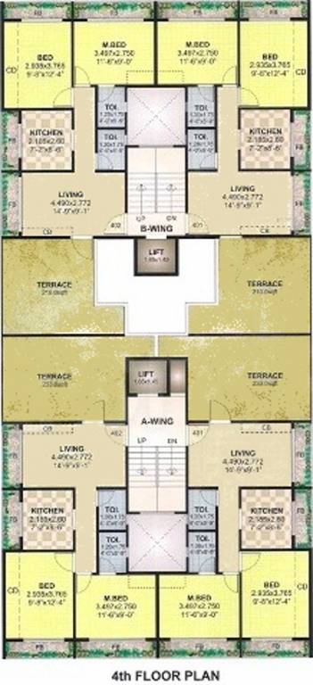 narayan residency Wing A & B Cluster Plan For 4th Floor