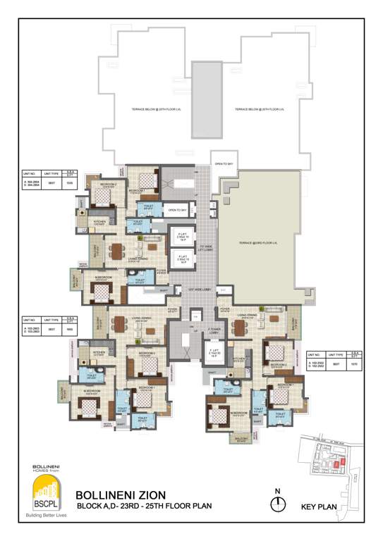 bollineni zion Block A and D Cluster Plan from 23th to 25th Floor