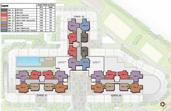 Tower 01 Cluster Plan For Typical Floor Plan clusterPlan of Prestige Park Square