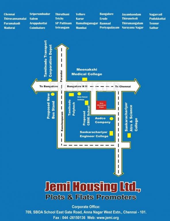 Jemi Housing Ltd Sree Meenakshi Nagar Plot Location Plan