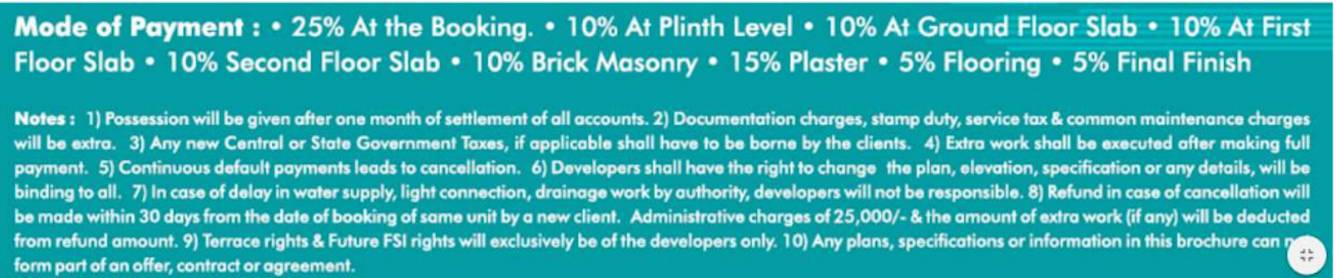pavilion Construction Linked Payment (CLP) Payment Plan