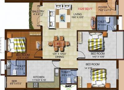 Anmol Abhinandhan (3BHK+3T (1,520 sq ft) 1520 sq ft) Anmol Abhinandhan (3BHK+3T (1,520 sq ft) 1520 sq ft)