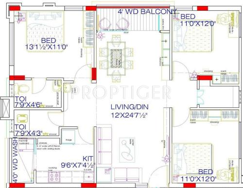 Connoisseur Riviera (3BHK+2T (1,368 sq ft) 1368 sq ft)