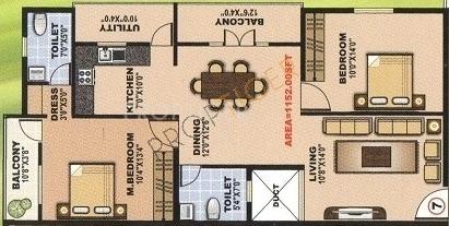 PNR SLV Hights (2BHK+2T (1,152 sq ft) 1152 sq ft)