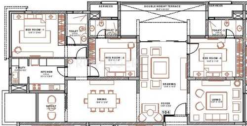 Jayabheri Whistling Court (3BHK+3T (2,506 sq ft) 2506 sq ft)