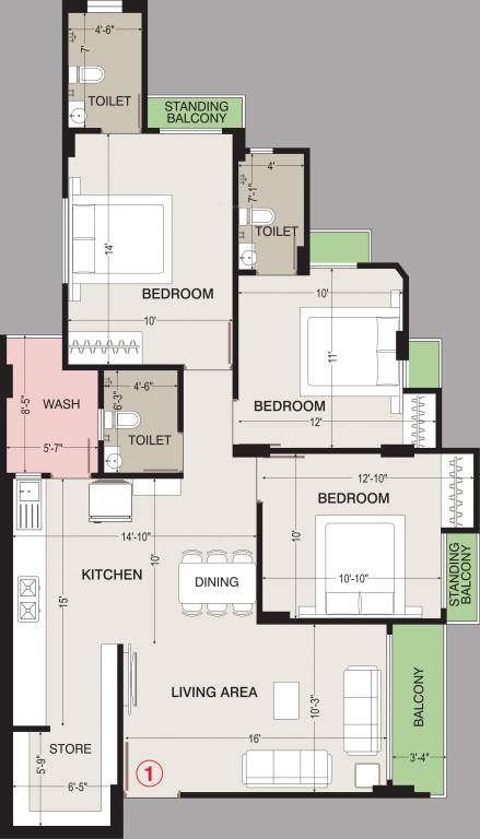 Janki Vrajbhoomi (3BHK+3T (974.46 sq ft) 974.46 sq ft) Janki Vrajbhoomi (3BHK+3T (974.46 sq ft) 974.46 sq ft)