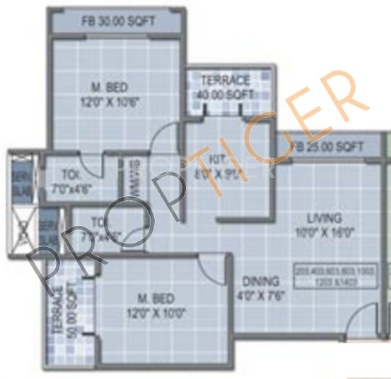 Mahaavir Universal Jyoti Floor Plan (2BHK+2T)