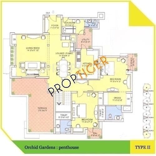 Vipul Gardens Floor Plan (2BHK+2T)
