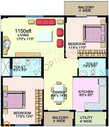 Sumadhura Sawan MTB (2BHK+2T (1,150 sq ft) 1150 sq ft)