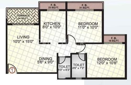 Sai Manomay Apartments (2BHK+2T (1,050 sq ft) 1050 sq ft)