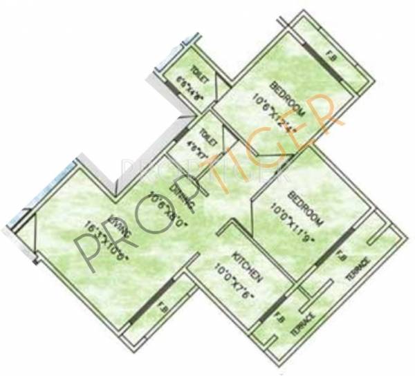 MK Morya Heights Floor Plan (2BHK+2T)