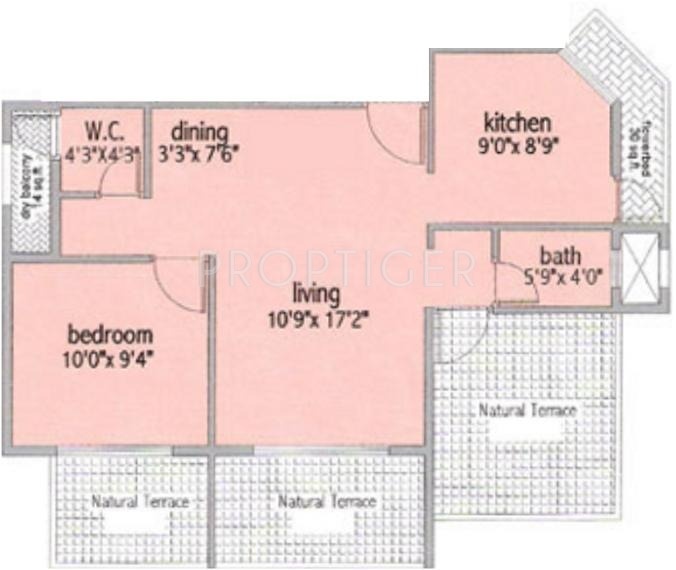 Reliable Balaji Amrut Floor Plan (1BHK+1T)