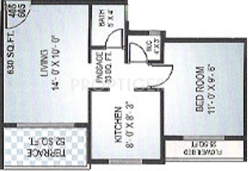 Shah Shah Corner Floor Plan (1BHK+1T)
