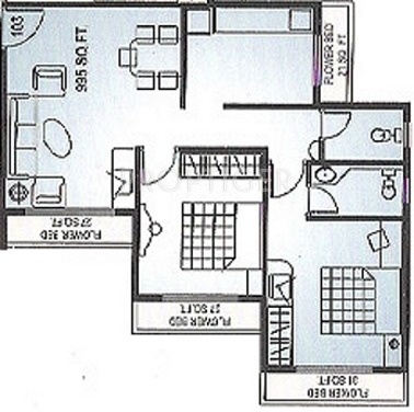Shah Shah Corner Floor Plan (2BHK+2T)
