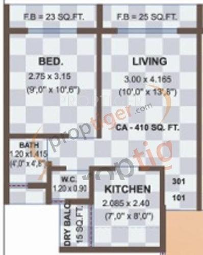 Sapphire Homes Sapphire Rose Floor Plan (1BHK+1T)