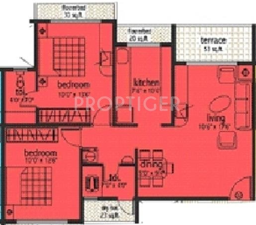 Satyam Developers Heritage Floor Plan (2BHK+2T)