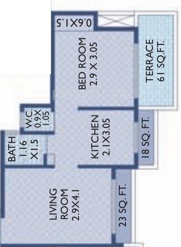 Tricity Grand Floor Plan (1BHK+1T)