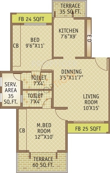 Tricity Symphony Floor Plan (2BHK+2T)