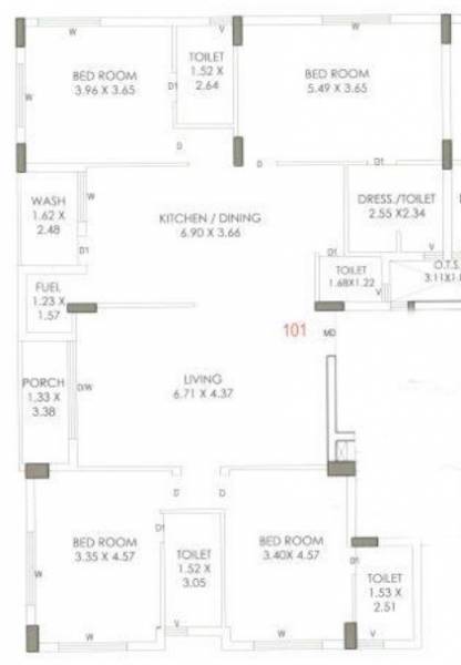 floorPlan of Avani Amee Residency B