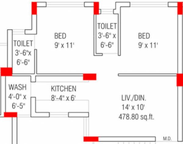 floorPlan of Dwarkadhish Apartment