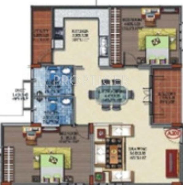 Keerthi Estates Royale Floor Plan (2BHK+2T)