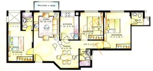 DLF Wellington Estate (3BHK+3T (1,330 sq ft) 1330 sq ft) DLF Wellington Estate (3BHK+3T (1,330 sq ft) 1330 sq ft)