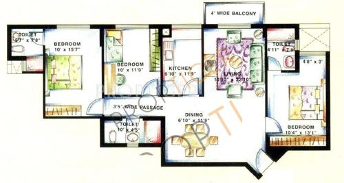 DLF Wellington Estate (3BHK+3T (1,346 sq ft) 1346 sq ft) DLF Wellington Estate (3BHK+3T (1,346 sq ft) 1346 sq ft)