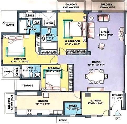 DLF Trinity Towers (3BHK+4T (2,210 sq ft) + Servant Room 2210 sq ft)