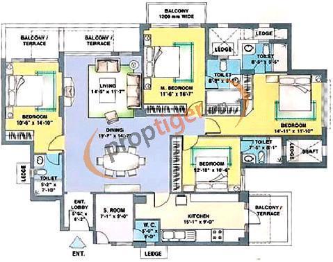 DLF Trinity Towers (4BHK+4T (2,343 sq ft) + Servant Room 2343 sq ft)