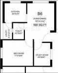 Antony Cedar (1BHK+1T (566 sq ft)   Study Room 566 sq ft)