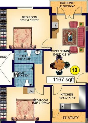 Star Starlite Pavilion (2BHK+2T (1,176 sq ft) 1176 sq ft)